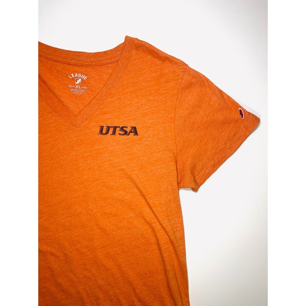 League UTSA Roadrunners Orange Heather V-Neck T-Shirt XL NCAA Collegiate Tee